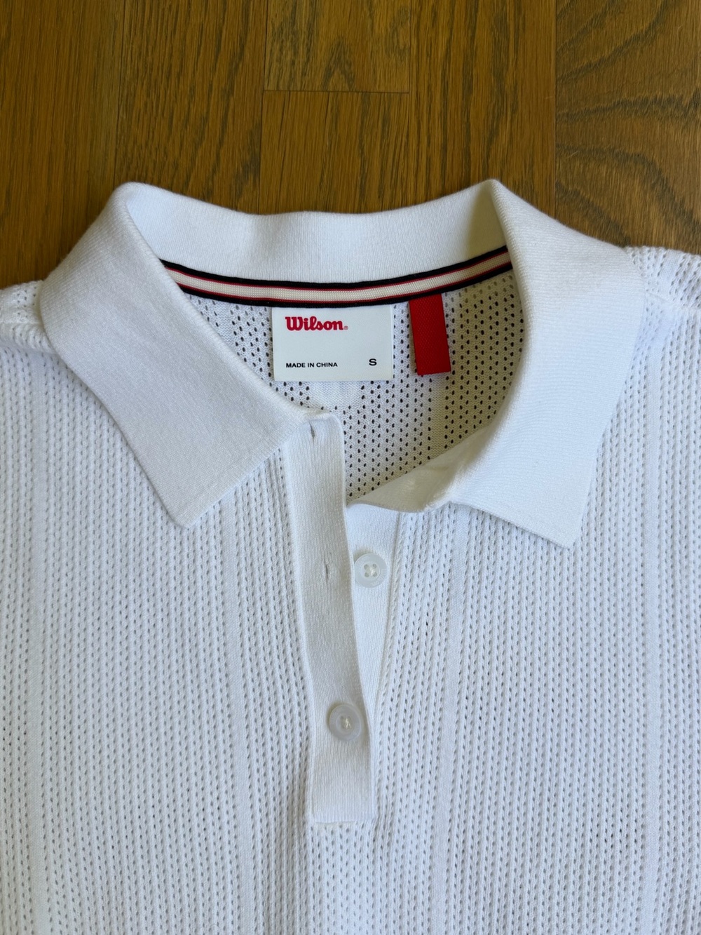 Wilson Essex Polo Sweater Knit Short Sleeve Top Bright White Navy Stripe Small - Picture 3 of 11